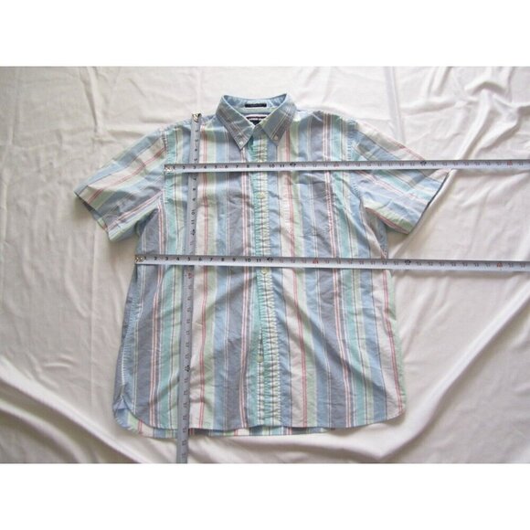 Men Lands; End Sail Rigged Oxfor Traditional Fit Short Sleeve Shirt Sz L (MT284) - Picture 6 of 9